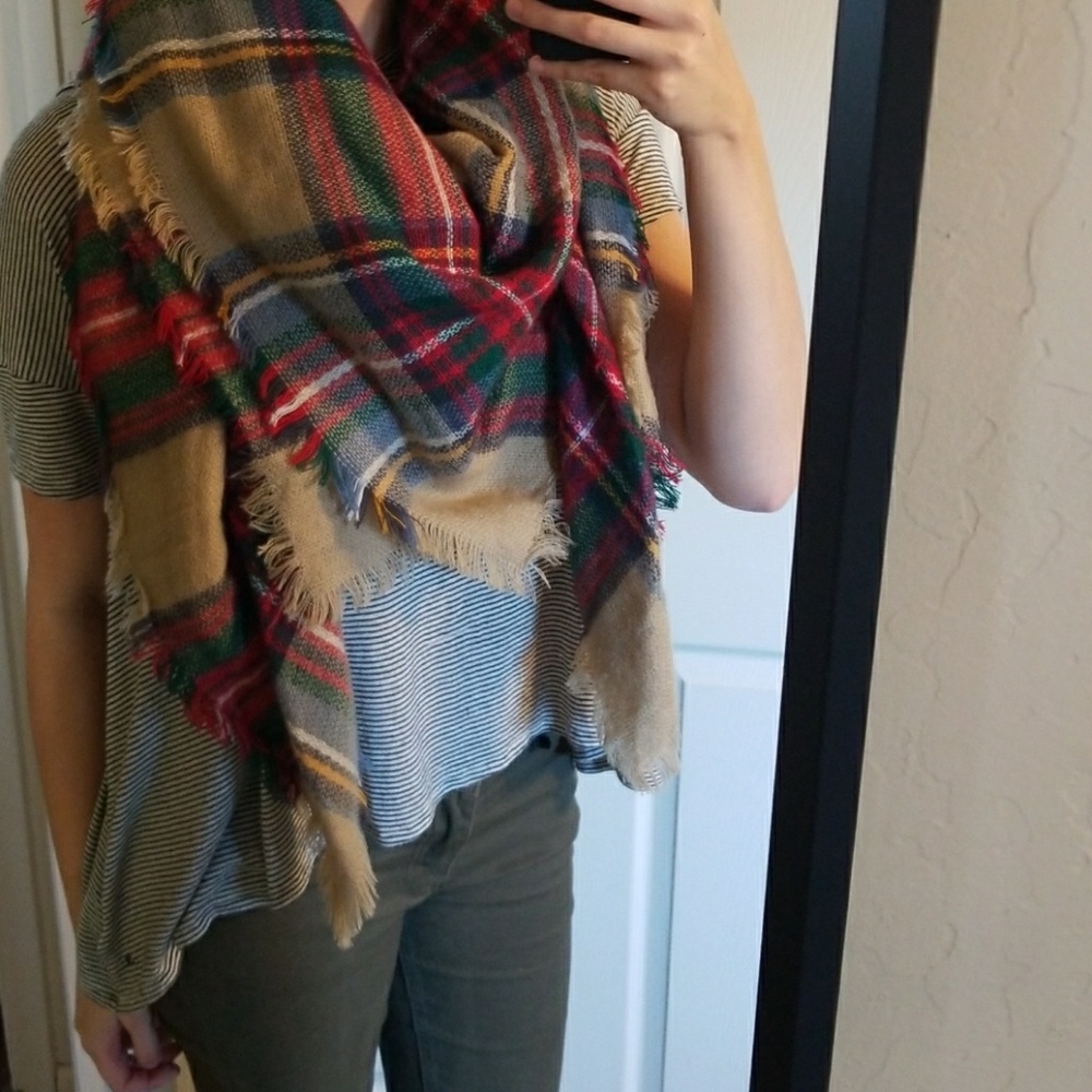 Oversized plaid scarf